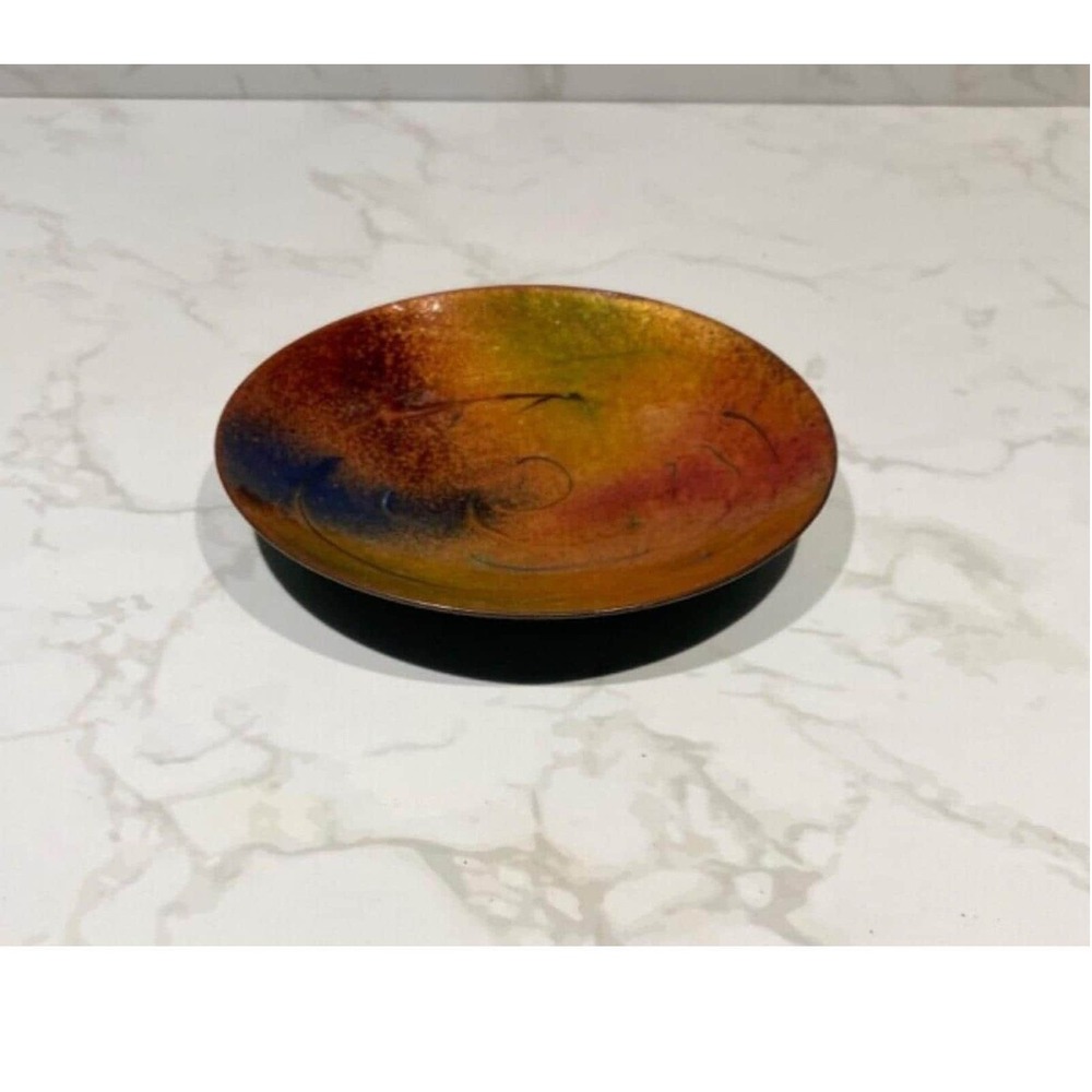 Vtg Enamel on Copper Dish Hand Painted Dish Darneycraft Dunkineely Co Donegal